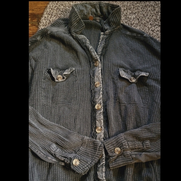 Free People FP ONE Scout Thermal Top Shirt Jacket Shacket CHARCOAL sz XL - Picture 13 of 16